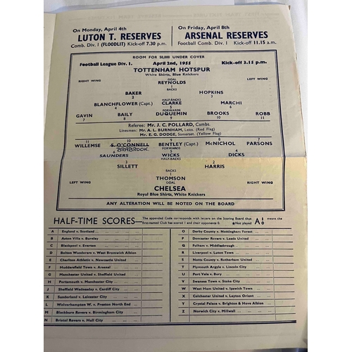 113 - Chelsea away 1954/55 v Tottenham, , Team change, Middle crease. But great condition.