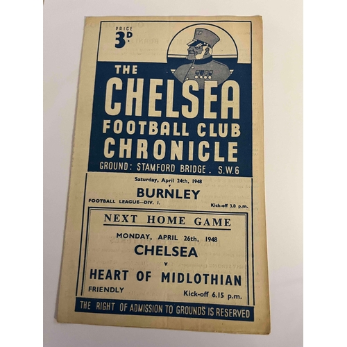 305 - 1947/48 Chelsea v Burnley, team changes in pencil