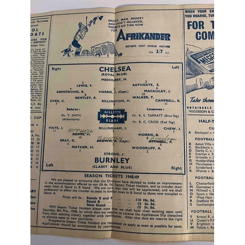 305 - 1947/48 Chelsea v Burnley, team changes in pencil