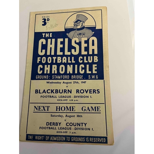 308 - 1947/48 Chelsea v Blackburn Rovers, writing on cover in Pencil (Could be autograph) and in centre te... 