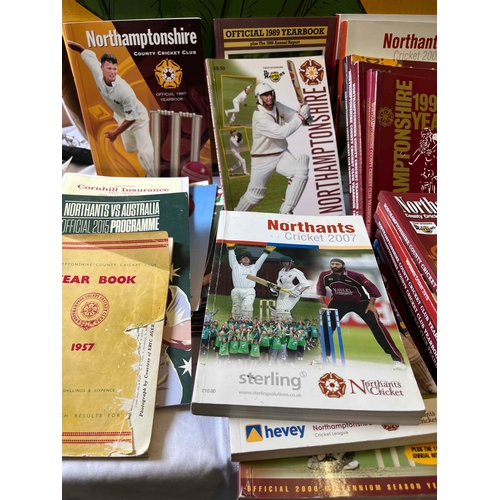 447 - 23 x Northamptonshire cricket yearbooks, from 1957 (Cover torn) mainly from 1990's. 31 x Leicestersh... 