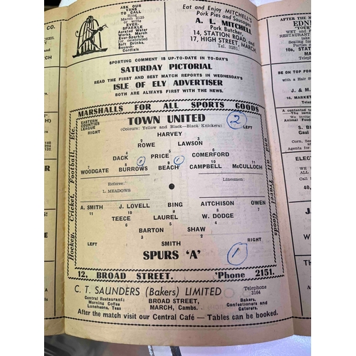 115 - 1955/56 March Town v Spurs A, Eastern Counties League. Crease and scores noted inside