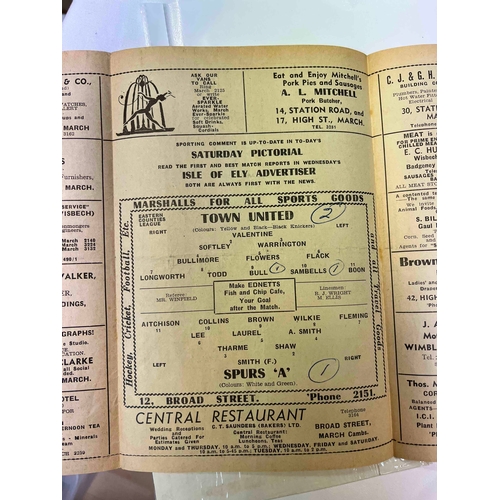 117 - 1958/59 March Town v Spurs A, Eastern Counties League. Crease and scores noted inside