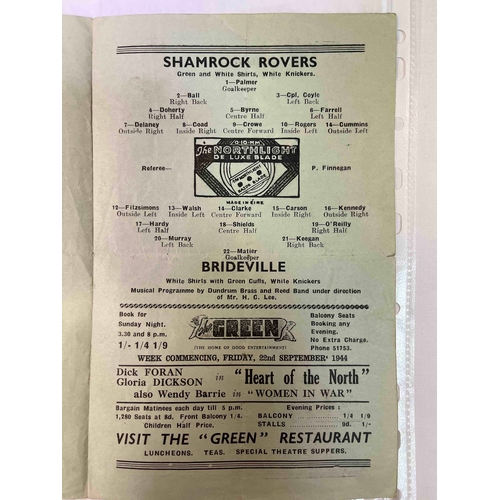 195 - 1944/45 Shamrock Rovers v Brideville, City Cup, creased along middle