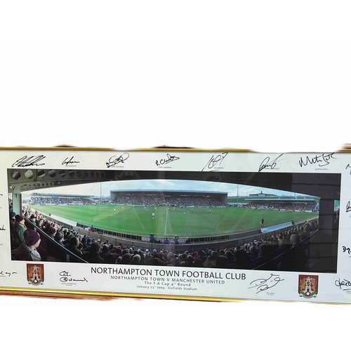 253 - Northampton Town v Manchester United FA Cup 2004, Fully signed by every Cobblers player, Framed disp... 