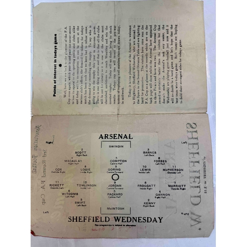 248 - 1949/50 Arsenal v Sheffield Wednesday FA Cup 3rd Round Pirate with slight repair to cover and missin... 