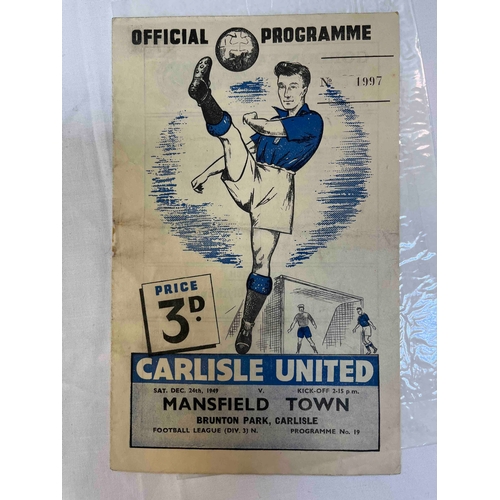 286 - 1949/50 Carlisle United v Mansfield Town, Staples removed and fold across middle.