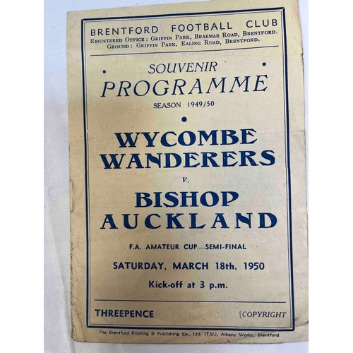 282 - Amateur Cup Semi Final 1949/50 at Brentford, Wycombe Wanderers v Bishop Auckland, Good condition