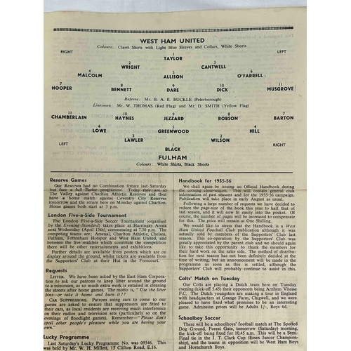 215 - 1954/55 West Ham United v Fulham, Creased but clean inside