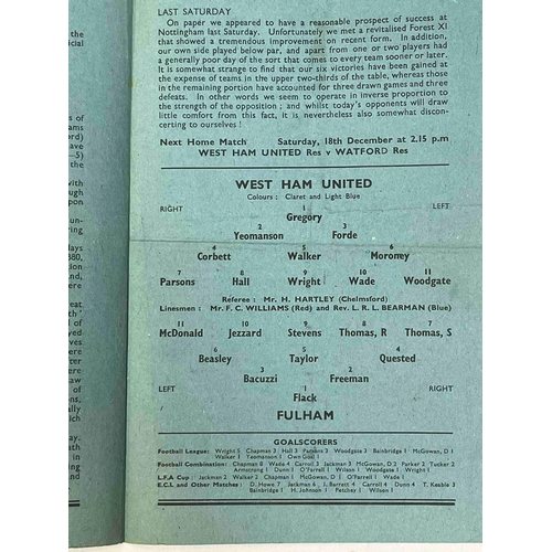 213 - 1948/49 West Ham United v Fulham, Cover creased, clean inside