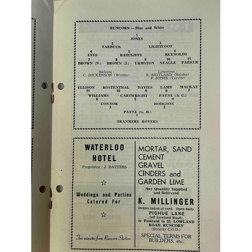 268 - 1949/50 Runcorn v Tranmere Rovers Cheshire county league, Punch holes, but very clean.