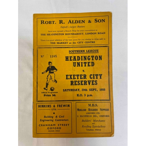 273 - 1956/57 Headington United v Exeter City Reserves, Crease down middle of programme, but no team chang... 