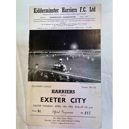 272 - 1951/52, Kidderminster Harriers v Exeter City Reserves, Creased and tear to spine. But clean