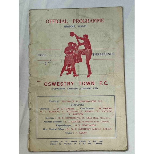 278 - 1952/53 Double issue Oswestry Town v Aston Villa 26/12/52. plus Nuneaton Borough 27/12/52. creased c... 