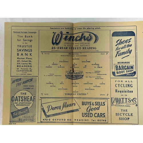 219 - 1947/48 Reading v Torquay, good condition but for small scores written in middle page.