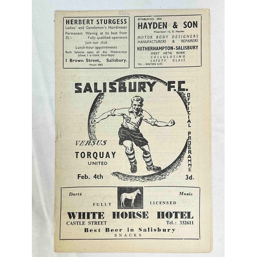 236 - 1955/56 Salisbury v Torquay United Reserves, WPL cup 2nd round.,  clean copy