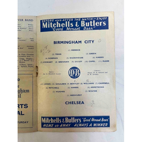 240 - 1949/50 Birmingham City v Chelsea, pencil team changes.