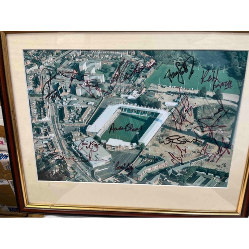 390 - 2004 Framed Northampton Saints home Franklin Gardens, fully signed on back and front.