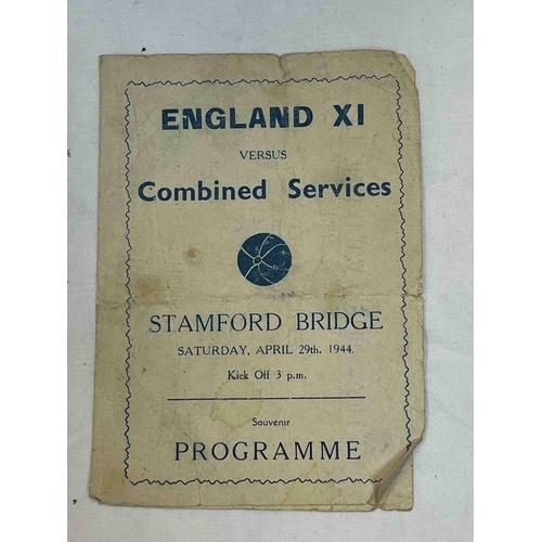 350 - At Chelsea 1943/44 England X1 v Combined Services, scruffy on edges.