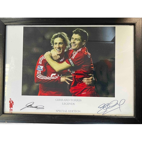 384 - Steven Gerrard and Fernando Torres signed legends framed photo.