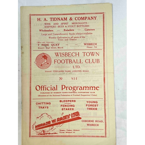 372 - 1952/53 Wisbech Town v Northampton Town 'A', score in pencil in the middle.