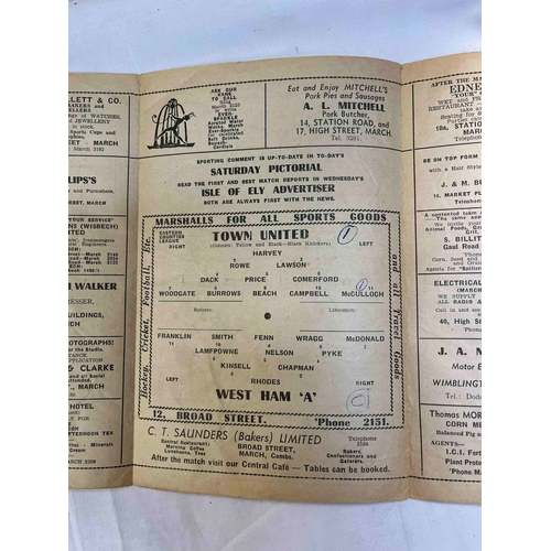 373 - 1955/56 March Town v West Ham 'A', Eastern Counties League, score in middle