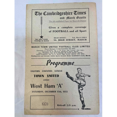 373 - 1955/56 March Town v West Ham 'A', Eastern Counties League, score in middle