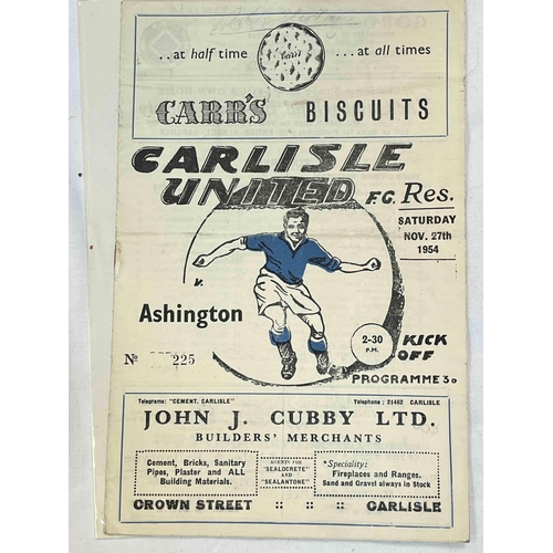 374 - 1954/55 Carlisle reserves v Ashington. Slight creased along middle, clean copy