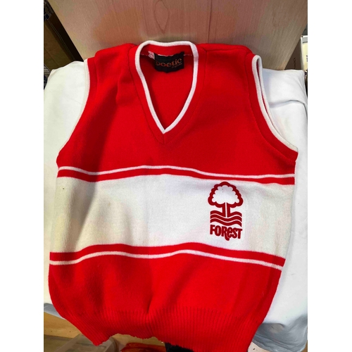 317 - Nottingham Forest 2 x small shirts from the 80's, plus tank top/sweater all small Boys