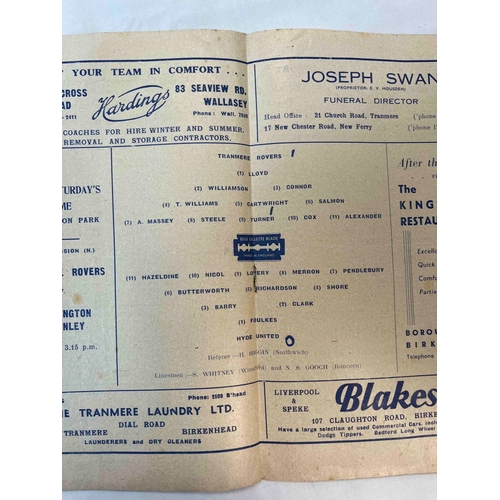 410 - 1947/48 Tranmere v Hyde United, Cheshire Senior Cup, Writing on front and in middle.