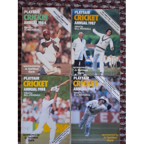 487 - Cricket, Playfair 2012,13, 14, 15, 16, 17, 18,19,21 and Wisden 1989. Fair to good