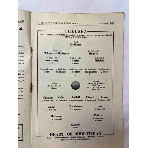 576 - 1949/50 Chelsea v Hearts, small pencil marks on team page, good condition