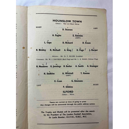 577 - At West Ham, 1955 London Charity Cup Final, Hounslow Town v Ilford..SOF, Slight rust marks plus numb... 