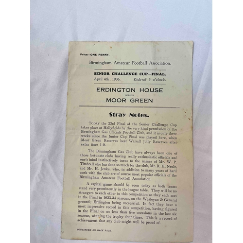 621 - 1935/36 Erdington House v Moor Green, Birmingham Amateur FA, Senior Challenge Cup Final, 4 page a fe... 