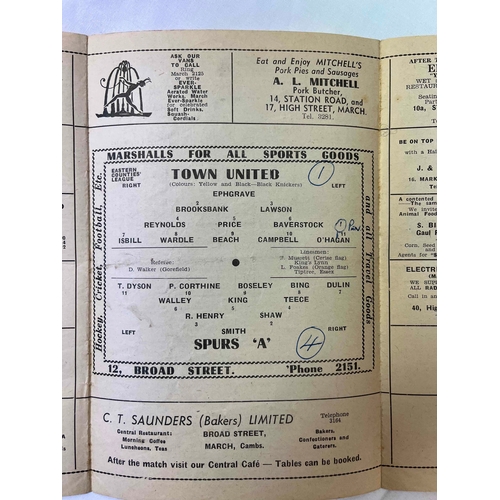 623 - 1954/55 March Town United V Spurs 'A', Score in middle of gatefold programme