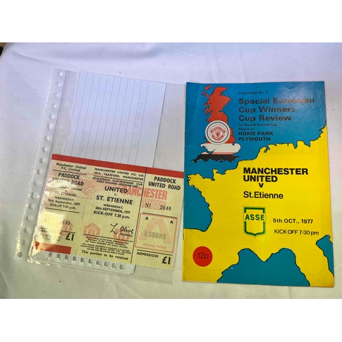 631 - 1977/78 Cup Winners Cup, Manchester United v St Etienne Ticket, unused as game not played on that da... 