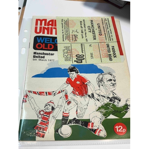 632 - 1976/77 Manchester United V Manchester City Ticket and programme.