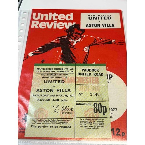 635 - 1976/77 Manchester United v Aston Villa FA Cup Ticket and Programme