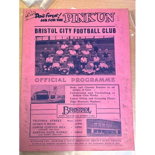 2 - 1937/38 Bristol City v Crystal Palace, Creased and with Crystal Palace signatures on the front and b... 