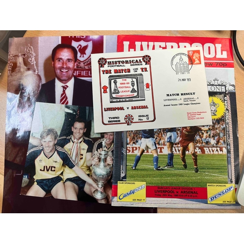 10 - 1988/89 Liverpool v Arsenal, Programme, 2 photos of Arsenals George Graham with trophy (copy) Merson... 