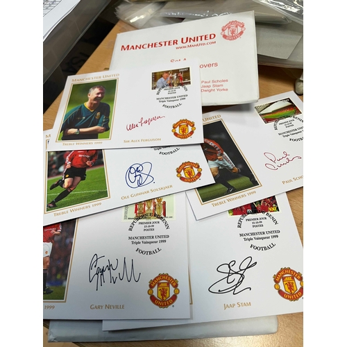 11 - Signed Manchester United Treble winners First day covers, set sets of 6 in each pack of this fantast... 