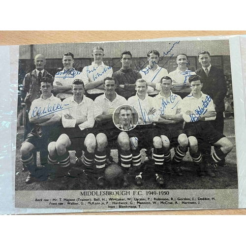 23 - Signed Picture of Middlesbrough 49/50, 10 autographs including Wilf Mannion,