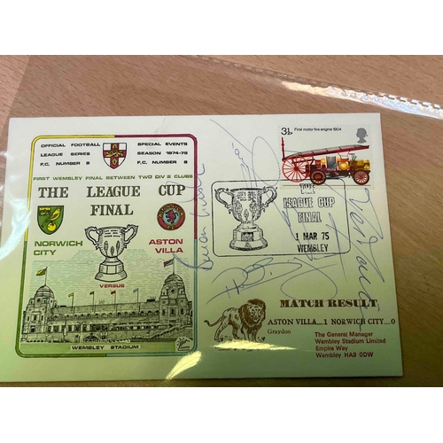 35 - 1975 League Cup Final Signed First Day Cover, Signed by four. Villa won 1-0 with a Ray Graydon penal... 