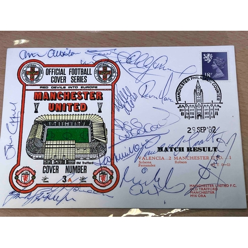 38 - Manchester United 1982 First Day Cover v Valencia, Signed by 13 United players which include, P McGr... 