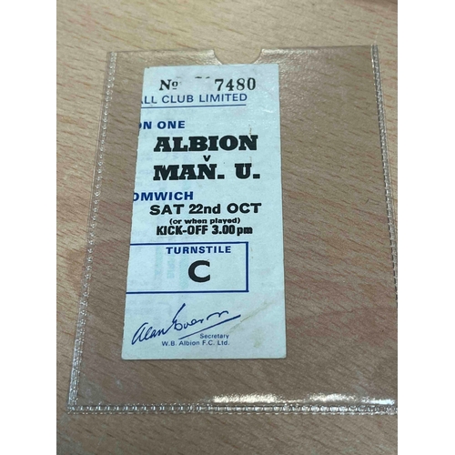 40 - Ticket, West Bromwich Albion v Manchester United 22/10/77.