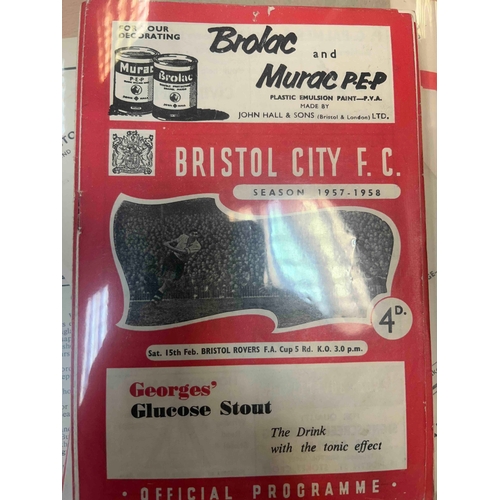 43 - Pack of Bristol City 1957/58, Doncaster (WOF), Middlesbrough (Torn spine. at top), Nice (Fr), Notts ... 