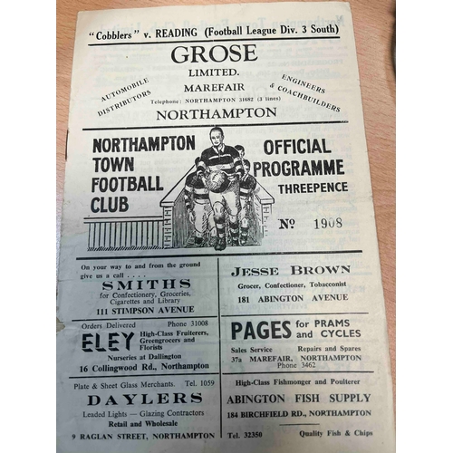 71 - Northampton Town v Reading 1952/53, Rusty staple, scores written in score page.