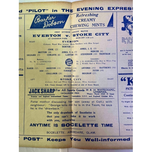 58 - 1937/38 Everton v Stoke City, slight tear on back cover and front and slight discoulouration around ... 