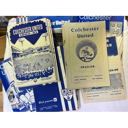 81 - Colchester United, 65 home Programmes, 5 x 50s, 32 x 60s, 28 x 70's. Unmarked