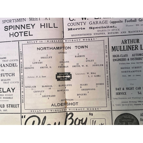 102 - 1948/49 Northampton Town v Aldershot, good condition for age.